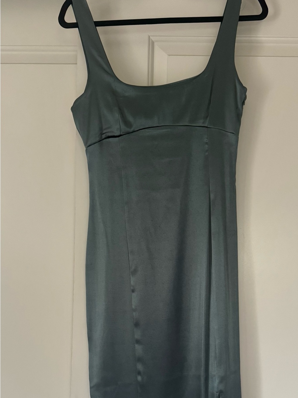 Anthropologie Maeve Square-Neck Satin Stretch Midi Dress